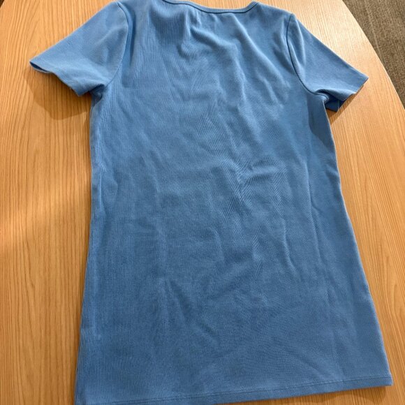 Duluth Trading Company No Yank Rib Short Sleeve Crewneck Tee Light Blue Medium - Picture 3 of 3